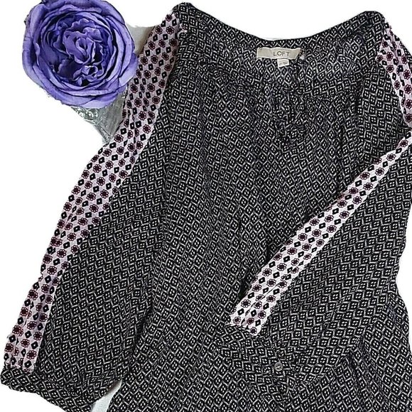 LOFT Women's Blouse Top Multicolor Floral LP - Picture 2 of 8